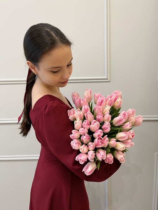 51 розовый тюльпан купить букет с доставкой
